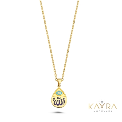 Dua Yazılı Mineli Altın Kolye  AK149