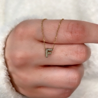 Taşlı F Harfi Altın Kolye BM71