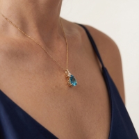  Akumarin Damla Taşlı Altın Kolye  AKM75