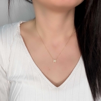 Taşlı M Harfli Altın Kolye BM81