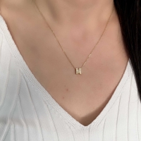 Taşlı M Harfli Altın Kolye BM81