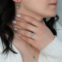 Akuamarin Taşlı Altın Takım TKM01