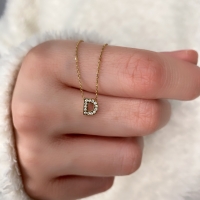 Taşlı D Harfli Altın Kolye BM67