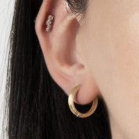 Çizgili Altın Halka Küpe AHK55