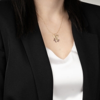 FuşyaTaşlı Kraliçe Anka Kuşu Altın Kolye AK39