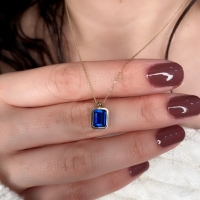 Mavi Topaz Taşlı Altın Takım TKM07