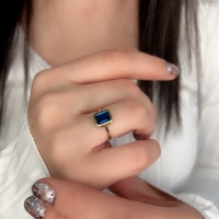 Mavi Topaz Taşlı Altın Takım TKM07