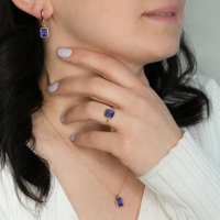 Mavi Topaz Taşlı Altın Takım TKM07