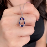 Markiz Safir ve Pırlanta Taşlı Kolye PÇK13