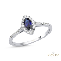 Markiz Safir ve Pırlanta Taşlı Yüzük PÇY10