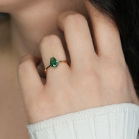 Peridot  Damla Taşlı Altın Yüzük YZ11