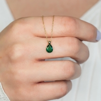 Peridot Damla Taşlı Altın Kolye AKM11