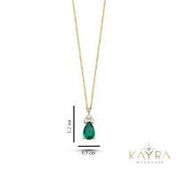 Peridot Damla Taşlı Altın Kolye AKM76