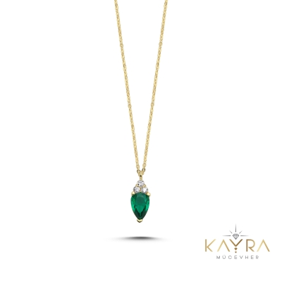 Peridot Damla Taşlı Altın Kolye AKM85