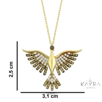 Sarı Taşlı Anka Kuşu Altın Kolye AK93