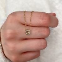 Taşlı G Harfi Altın Kolye BM73