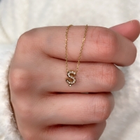 Taşlı Ş Harfli Altın Kolye BM95