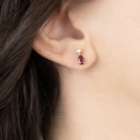 Yakut ve Prenses Kesim Pırlantalı Küpe PTK40