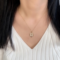 Yonca Taşlı Altın Kolye AKM46