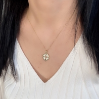 Yonca Taşlı Altın Kolye AKM46