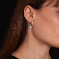 Akuamarin Damla Taşlı Altın Küpe AHK10