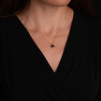 Ametist Taşlı Altın Kolye AKM08