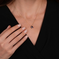 Ametist Taşlı Altın Kolye AKM08