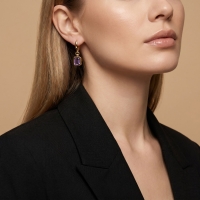 Ametist Taşlı Altın Küpe AHK08
