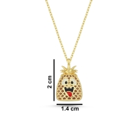 Ananas Özel Tasarım Altın Kolye D79