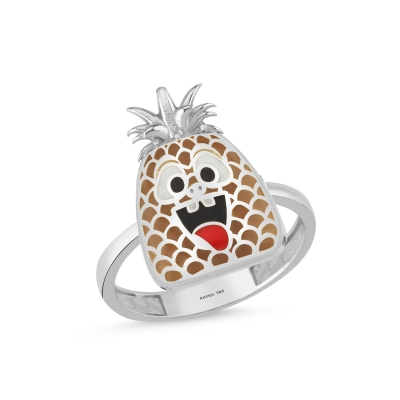 Ananas Özel Tasarım Beyaz Altın Yüzük OD580
