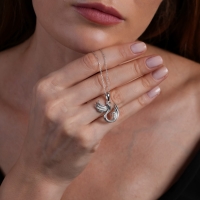 Anka Kuşu Beyaz Altın Kolye Ucu AH148