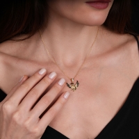 Anka Kuşu Yeşil Taşlı Altın Kolye AK464