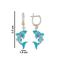 Balık Özel Tasarım Beyaz Altın Küpe RHF236
