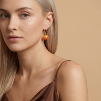 Balkabağı Özel Tasarım Altın Küpe K177