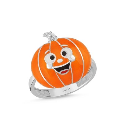 Balkabağı Özel Tasarım Beyaz Altın Yüzük TFR578