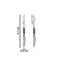 Bıçak Özel Tasarım Beyaz Altın Küpe BK242