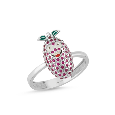 Böğürtlen Özel Tasarım Beyaz Altın Yüzük OD630