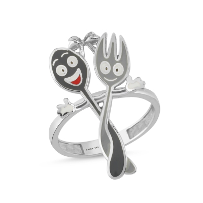 Çatal Kaşık Özel Tasarım Beyaz Altın Yüzük ZG506