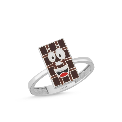 Çikolata Özel Tasarım Beyaz Altın Yüzük OD606