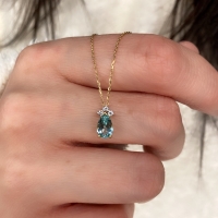 Damla Blue Topaz ve Pırlanta Kolye PÇK46