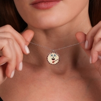 Davul Mineli Beyaz Altın Kolye Ucu AV27