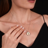 Davul Mineli Beyaz Altın Kolye Ucu AV27