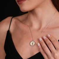 Davul Mineli Beyaz Altın Kolye Ucu AV27