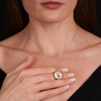 Davul Mineli Beyaz Altın Kolye Ucu AV27