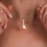 Elektro Gitar Mineli Altın Kolye Ucu HF31