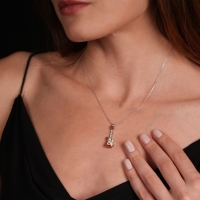 Elektro Gitar Mineli Beyaz Altın Kolye MZ32