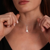 Elektro Gitar Mineli Beyaz Altın Kolye MZ32