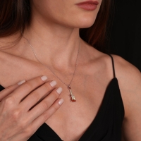 Elektro Gitar Mineli Beyaz Altın Kolye Ucu ES31