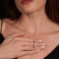 Elektro Gitar Mineli Beyaz Altın Kolye Ucu ES31