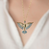 Firuze Taşlı Altın Anka Kuşu Kolye AK88